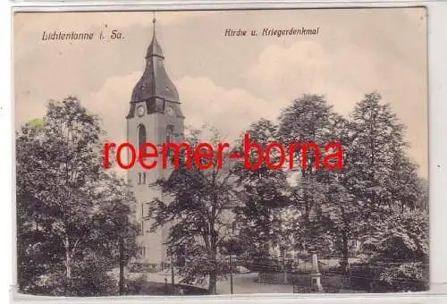 69134 Ak Lichtentanne in Sachsen Kirche und Kriegerdenkmal um 1910