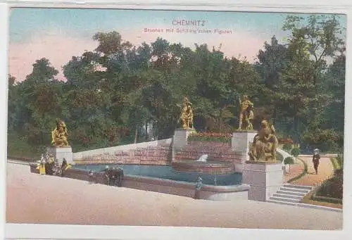 68818 Feldpost Ak Chemnitz Brunnen mit Schilling´schen Figuren 1917