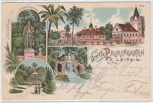 63188 Ak Lithographie Gruß vom Palmengarten Leipzig 1899