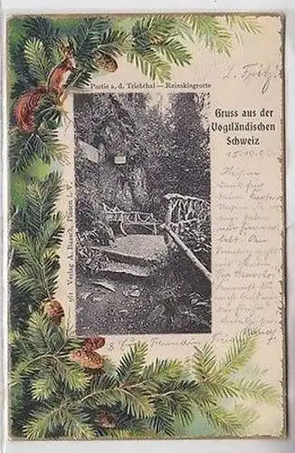 63228 Präge Ak Gruß aus der vogtländischen Schweiz Partie aus dem Triebthal 1902