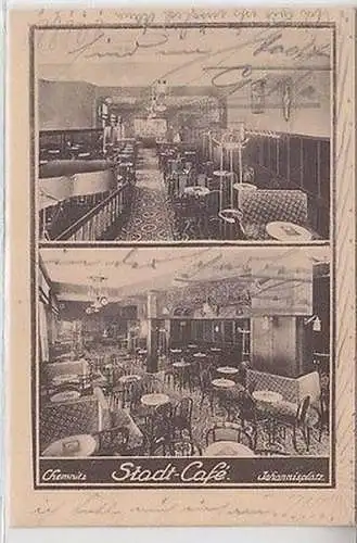 63087 Mehrbild Ak Chemnitz Stadt Café Johannisplatz 1918