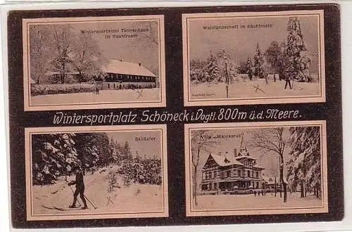 60807 Mehrbild Ak Wintersportplatz Schöneck im Vogtland um 1930