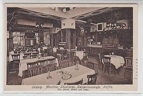 60815 Ak Leipzig Katharinenstraße Münchner Löwenbräu Gastraum 1919