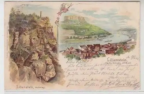 58754 Ak Lithographie Lilienstein in der sächsischen Schweiz 1902