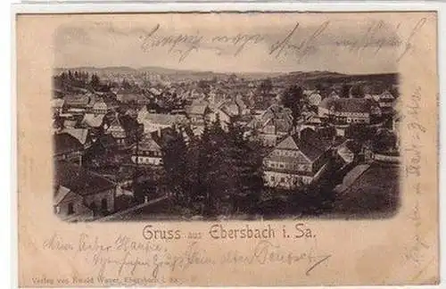 59852 Ak Gruß aus Ebersbach in Sachsen Totalansicht 1900