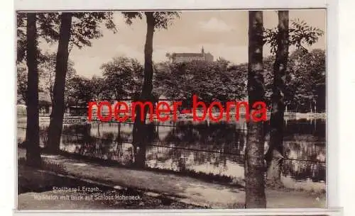 53080 Ak Stollberg im Erzgebirge Walkteich mit Schloß Hoheneck 1934
