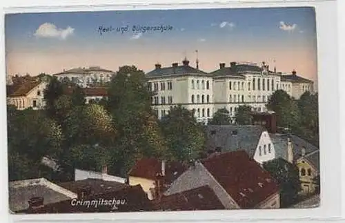 37277 Feldpost Ak Crimmitschau Real-& Bürgerschule 1916