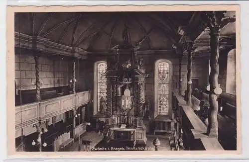 35790 Ak Zwönitz im Erzgebirge Inneres der Trinitatiskirche um 1940