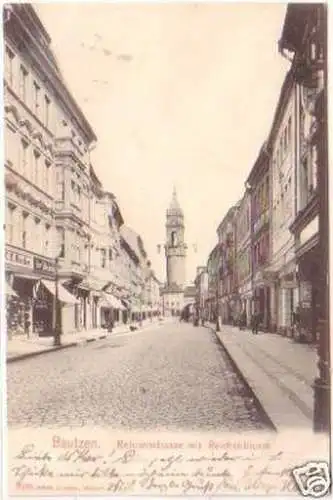 26382 Ak Bautzen Reichenstrasse mit Reichenthurm 1902