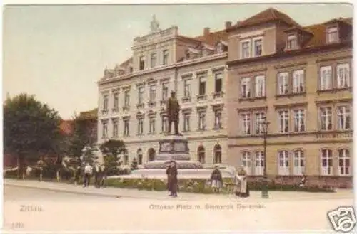 25291 Ak Zittau Ottokar Platz m. Bismarck Denkm. um1910