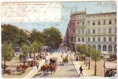 21056 Ak Görlitz Marienplatz und Elisabethstrasse 1904