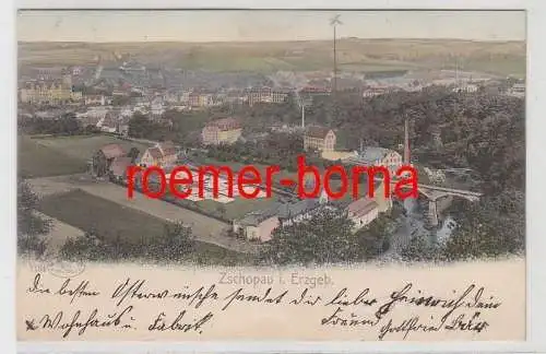 18296 Ak Zschopau im Erzgebirge Totalansicht 1904