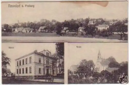 14543 Ak Naundorf b.Freiberg Schule usw. um 1920