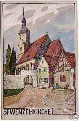 16447 Künstler Ak Wurzen St.Wenzel Kirche 1911