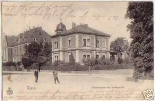 13368 Ak Riesa Albertstrasse mit Amtsgericht um 1910