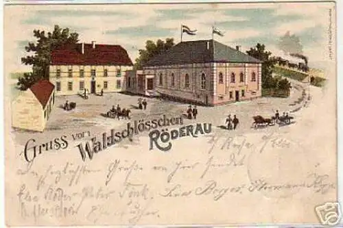 13445 Ak Gruß vom Waldschlösschen Röderau 1901