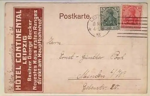 14/39 Reklame Ak Leipzig Hotel Continental 1919