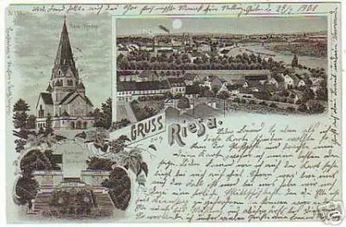 08721 Mondscheinkarte Gruss aus Riesa 1901