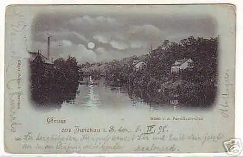 08134 Mondscheinkarte Gruß aus Zwickau in Sa. 1898