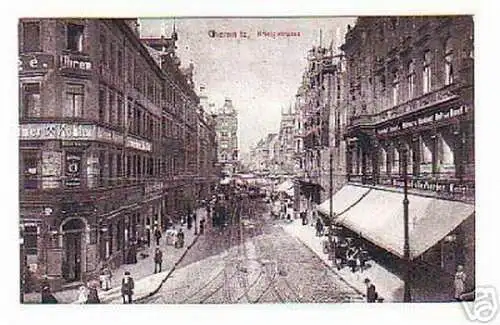 06315 Ak Chemnitz Königstrasse mit Geschäften 1909