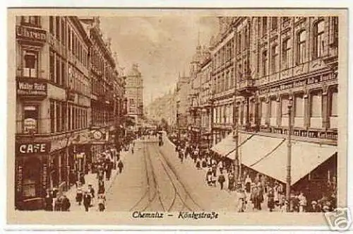 04858 Ak Chemnitz Königstrasse mit Geschäften 1926