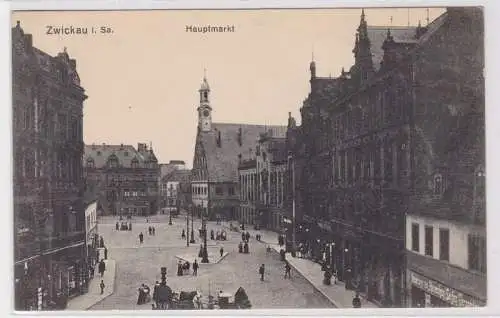 98655 Ak Zwickau in Sachsen Hauptmarkt um 1920