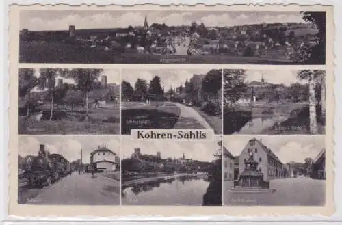 95211 Mehrbild Ak Kohren-Sahlis Burgruine, Schmuckplatz, Schule und Kirche usw.