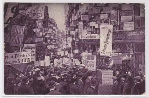 95747 Ak Leipzig Blick in Petersstraße während Mustermesse, Reklameschilder 1906