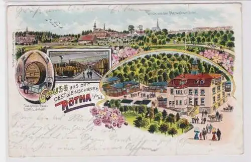 95356 Ak Lithographie Gruss aus der Obstweinschänke Rötha 1906