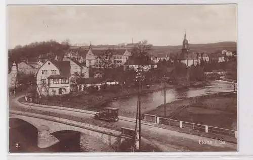 86731 Ak Flöha in Sachsen Brücke mit Auto 1930