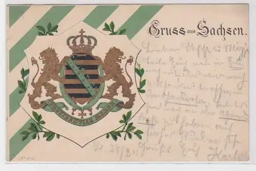 88714 Wappen Ak Gruss aus Sachsen 1903