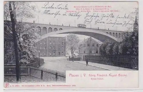 65758 Ak Plauen i.V. König Friedrich August Brücke um 1910