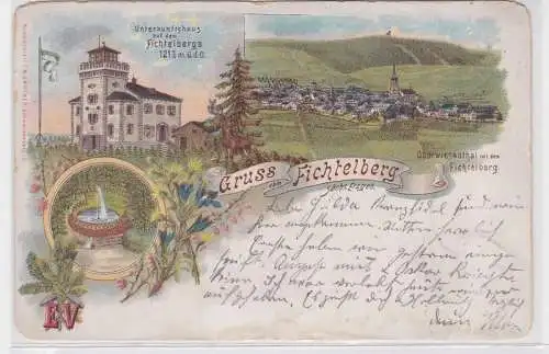 65792 AK Gruss vom Fichtelberg - Oberwiesenthal mit Unterkunftshaus 1901