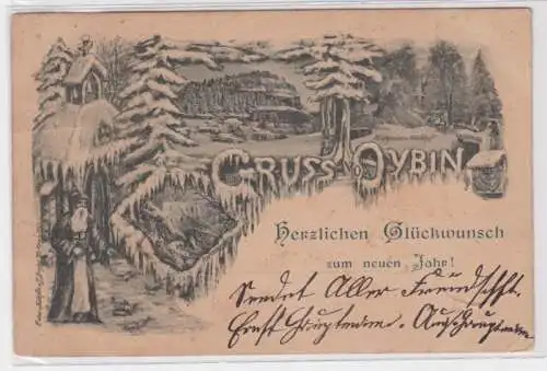 56424 Ak Gruss vom Oybin - Herzlichen Glückwunsch zum neuen Jahr 1898