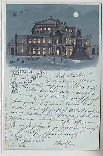 64424 Halt gegens Licht Mondscheinkarte Gruß aus Dresden Hoftheater 1907