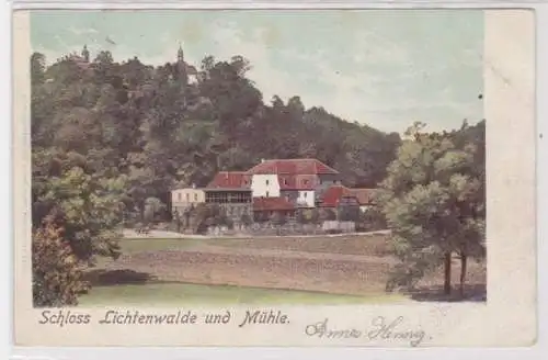 00187 Ak Schloss Lichtenwalde und Mühle 1901