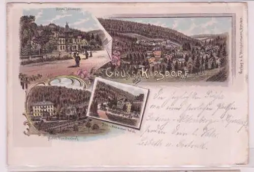 23485 Ak Lithographie Gruß aus Kipsdorf Hotel Tellkoppe, Hotel Fürstenhof usw.