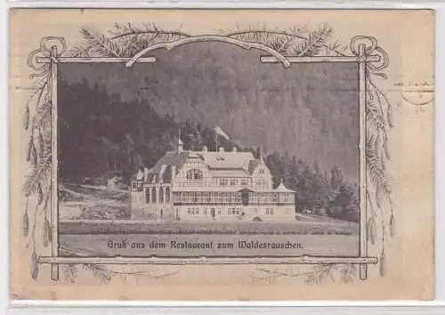 88826 Rahmen AK Gruß aus dem Restaurant zum Waldesrauschen 1908