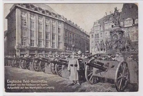 86451 AK Englische Feldgeschütze erobert von Sachsen auf dem Marktplatz Leipzig