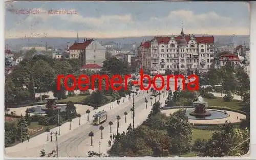 80236 Ak Dresden Albertplatz mit Strassenbahnen 1914