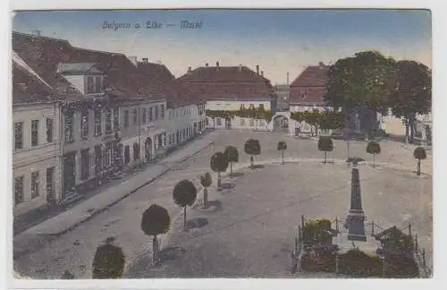 69657 Ak Belgern an der Elbe Markt mit Geschäften um 1920