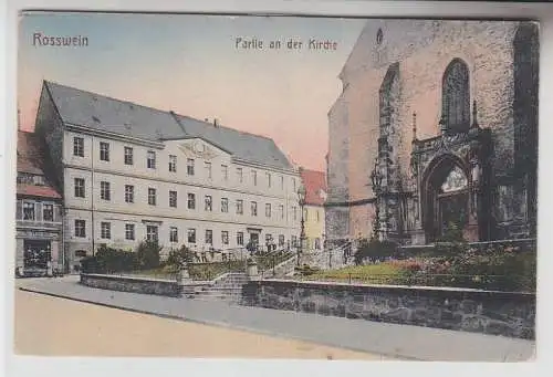 70805 Ak Rosswein Partie an der Kirche um 1910