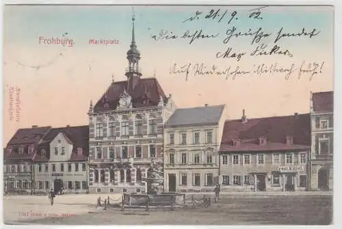 69672 Ak Frohburg Marktplatz mit Geschäften 1902