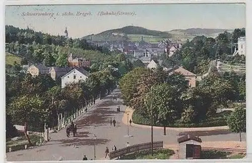 59205 Ak Schwarzenberg im sächsischen Erzgebirge Bahnhofstraße 1914