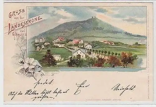 62059 Ak Lithographie Gruß von der Landeskrone bei Görlitz 1900