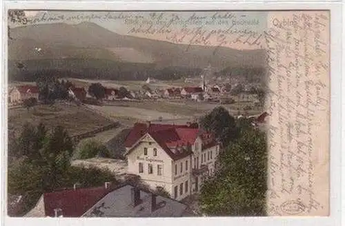 59740 Ak Oybin Blick von den Kirchstufen auf den Hochwald Hotel Engelmann 1903