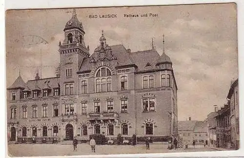 60813 Ak Bad Lausick Rathaus und Post 1917