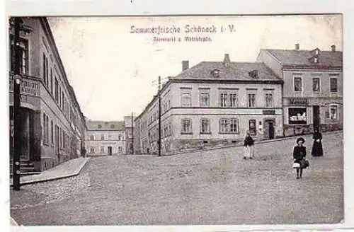 36097 Ak Schöneck Obermarkt und Mittelstrasse um 1910