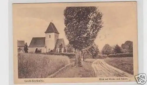 34833 Ak Groß Storkwitz Blick auf Kirche und Schule