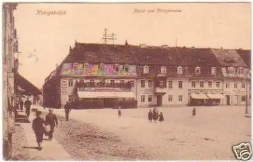 29178 Ak Königsbrück Markt und Königstrasse 1920